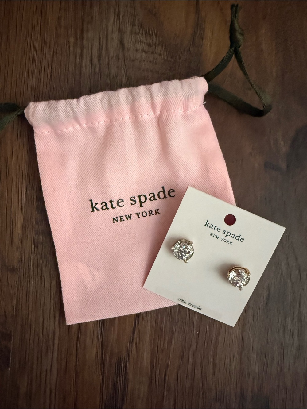 kate spade crystal stud earrings - gold setting